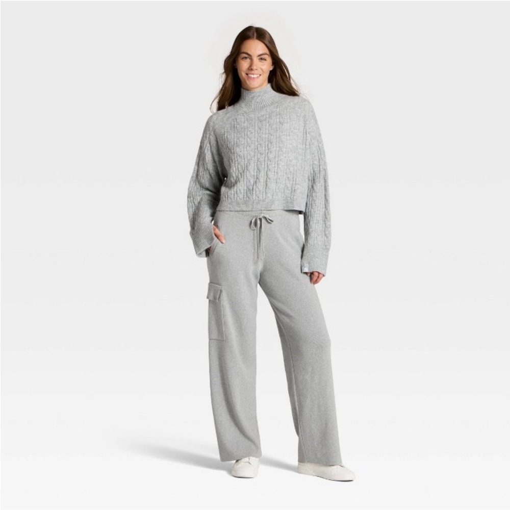 Women's Mock Neck Cable Knit Sweater
- JoyLab™ Heathered Gray 🆕